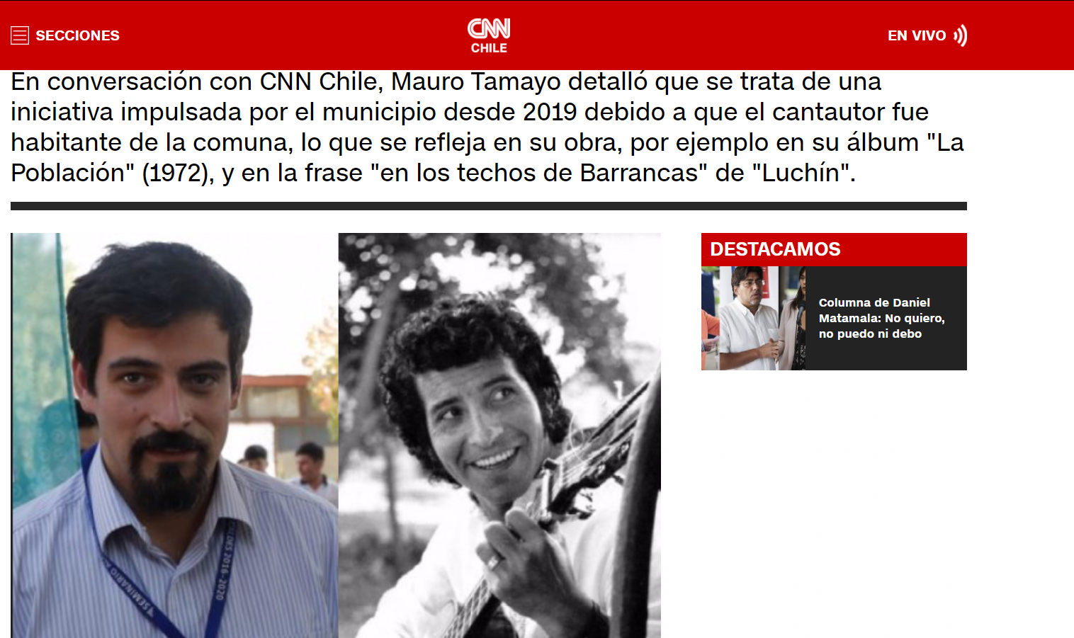 Cnn Chile Es Parte De Nuestra Identidad Alcalde De Cerro Navia Pide Que Estacion De Linea 7 Lleve El Nombre De Victor Jara Municipalidad De Cerro Navia