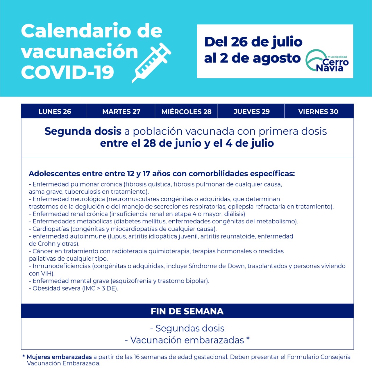 INFORMACIÓN IMPORTANTE VACUNACIÓN COVID19 este jueves 29 de julio a
