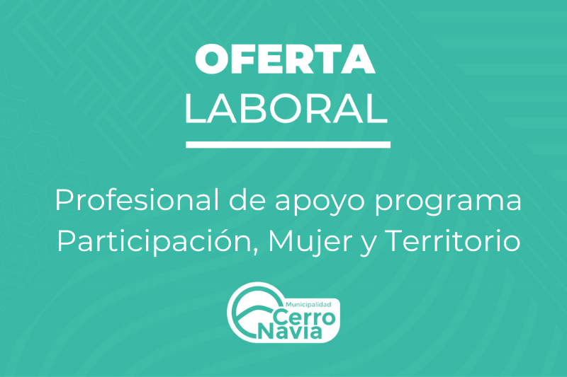 Oferta laboral para el cargo de Profesional de apoyo Programa Participación, Mujer y Territorio