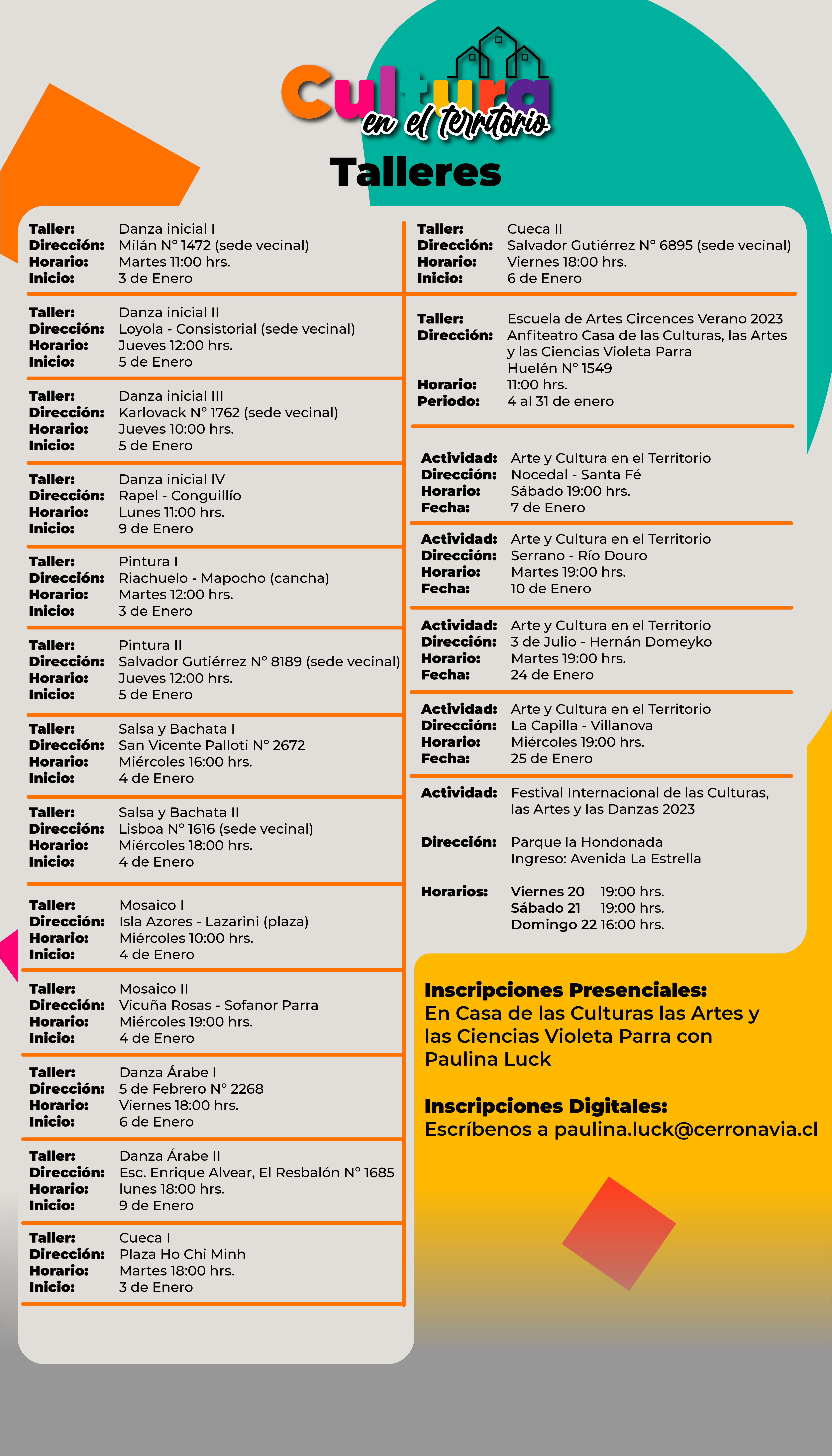 Descubre los talleres gratuitos que estarán disponibles este verano en Cerro Navia: