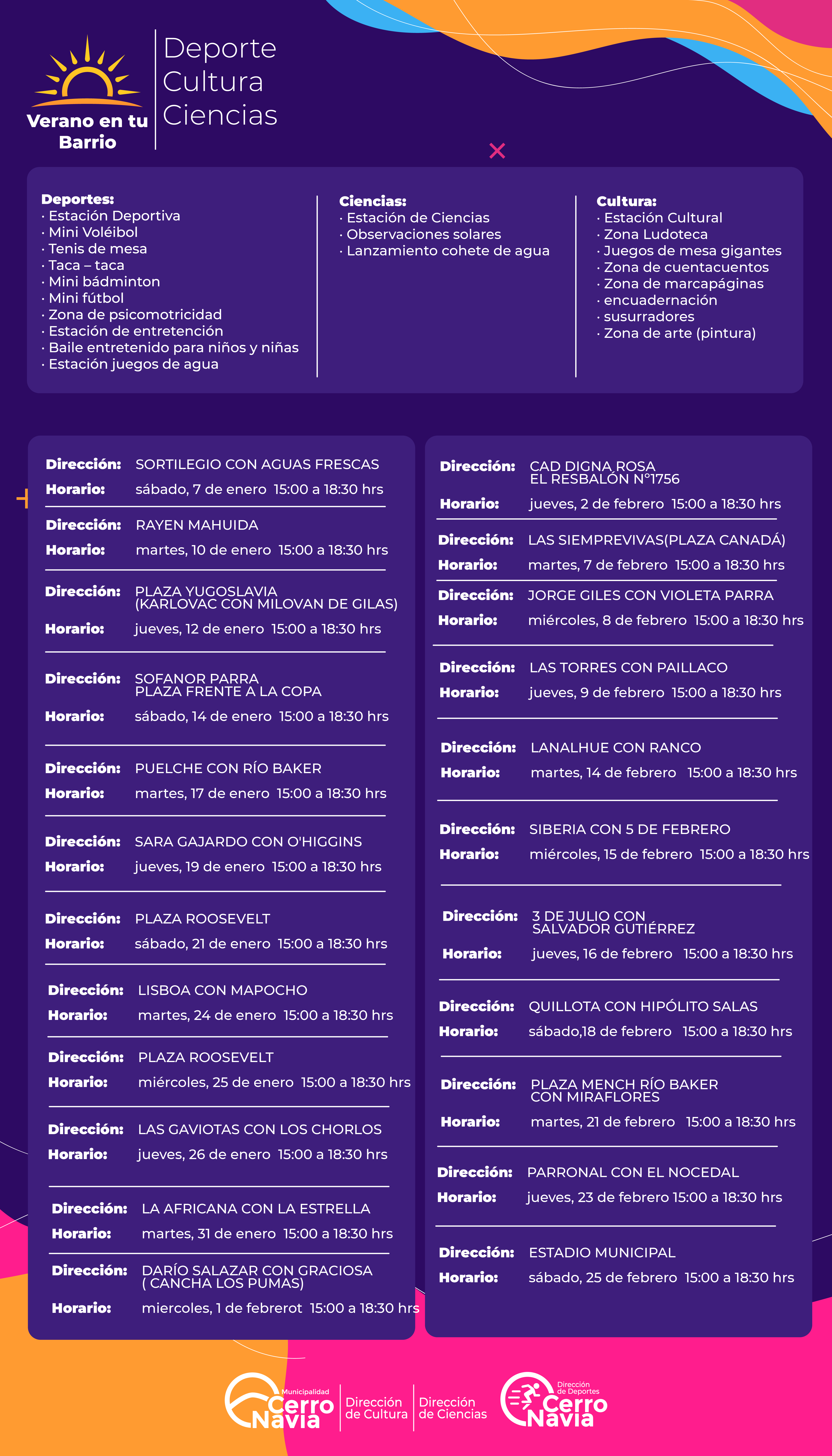 Descubre los talleres gratuitos que estarán disponibles este verano en Cerro Navia: